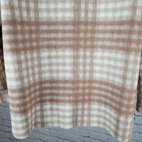 Zara Tan Check Oversized Boxy Snap Up Shacket Lightweight Jacket Size Medium M - Picture 14 of 16